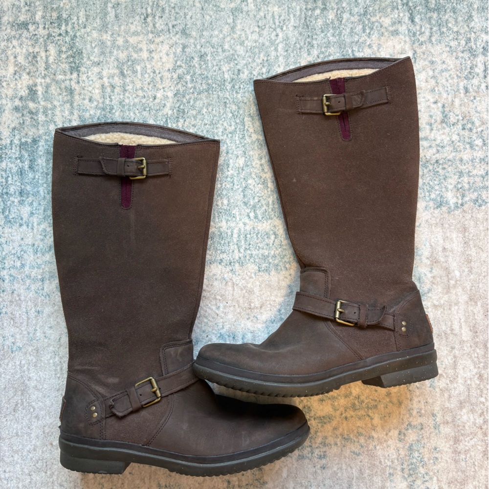 UGG Waterproof Mid-Calf Cream Shearling Lined Boots